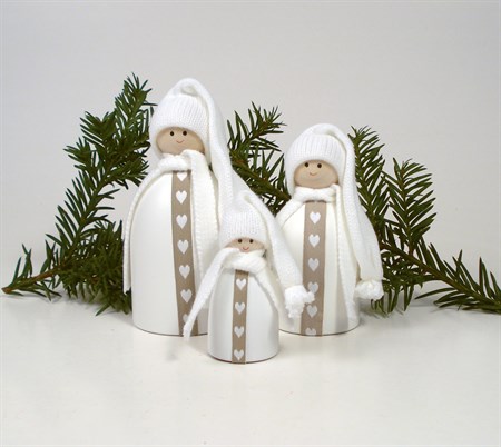 Santa heartribbon small white